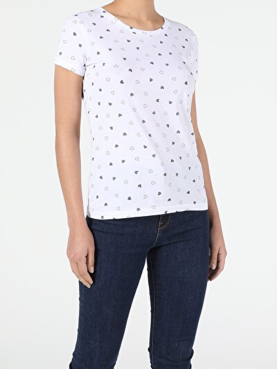 Image de T-shirt À Manches Courtes Blanc Slim Fit  Femme