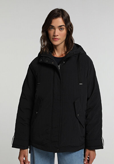 Image de Veste Noir Regular Fit Manches Longues Gabardine Femme