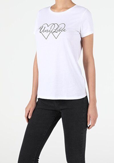 Image de T-shirt À Manches Courtes Blanc Regular Fit Femme