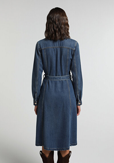 Image de Robe Regular Fit Manches Longues Maxi Jean Femme