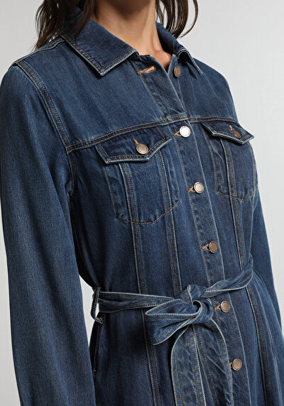 Image de Robe Regular Fit Manches Longues Maxi Jean Femme