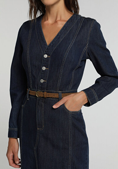 Image de Robe Slim Fit Manches Longues Mdi Jean Femme
