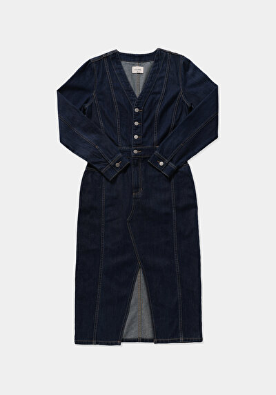 Image de Robe  Slim Fit Manches Longues Mdi Jean Femme