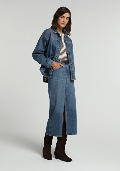 Image de Jupe Slim Fit Droit Jean Mdi Femme