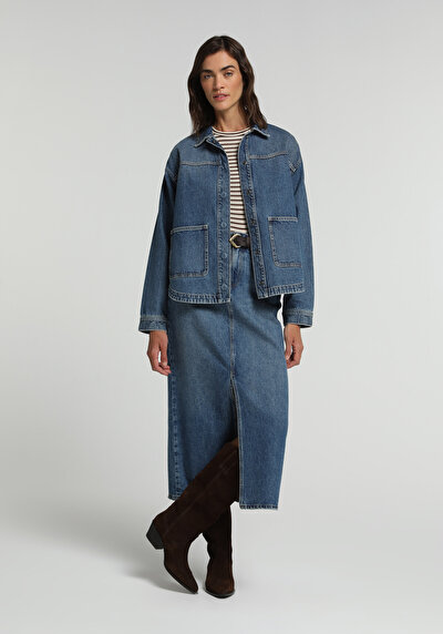 Image de Jupe  Slim Fit Droit Jean Mdi Femme