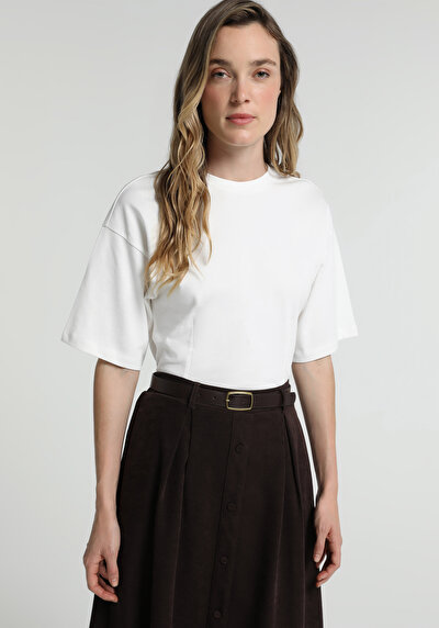 Image de T-shirt À Manches Courtes Blanc Slim Fit Droit Femme