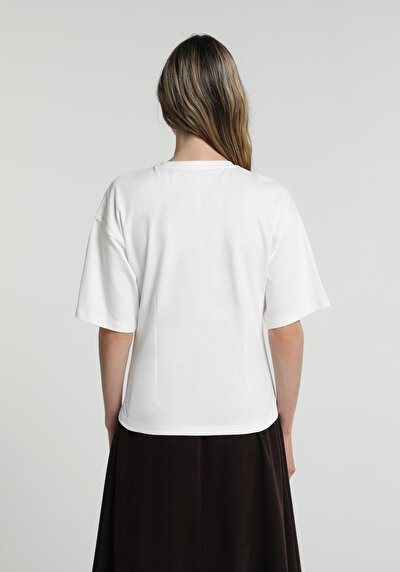 Image de T-shirt À Manches Courtes Blanc Slim Fit Droit Femme