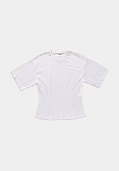 Image de T-shirt À Manches Courtes Blanc Slim Fit Droit Femme