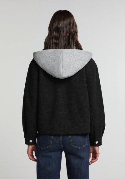 Image de Veste De Blazer Anthracite Oversize Fit Manches Longues Tissu De Timbre Femme