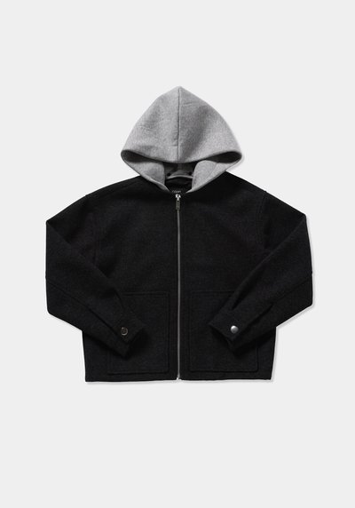 Image de Veste De Blazer Anthracite Oversize Fit Manches Longues  Tissu De Timbre Femme