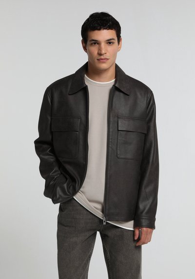 Image de Veste Pu Marron Manches Longues Regular Fit Homme