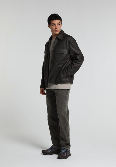 Image de Veste Pu Marron Manches Longues Regular Fit Homme