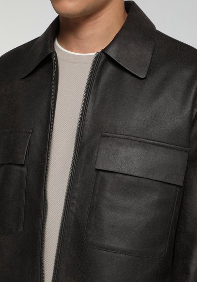 Image de Veste Pu Marron Manches Longues Regular Fit Homme