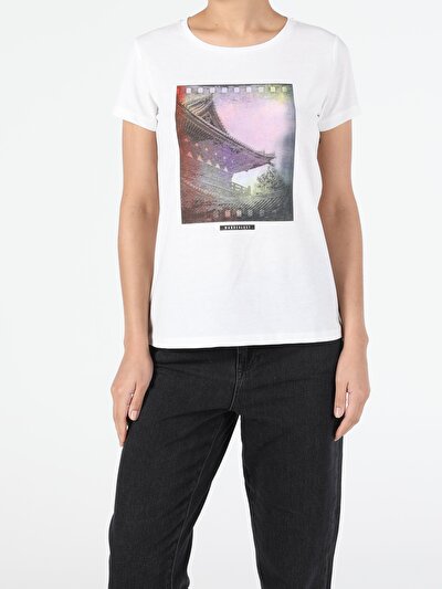 Image de T-shirt À Manches Courtes Blanc Regular Fit Femme
