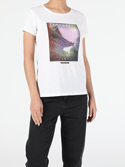 Image de T-shirt À Manches Courtes Blanc Regular Fit  Femme