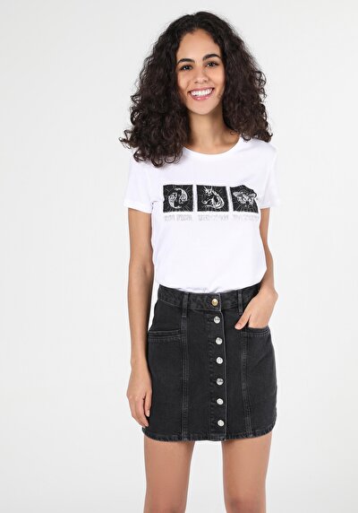 Image de T-shirt À Manches Courtes Blanc Regular Fit Femme