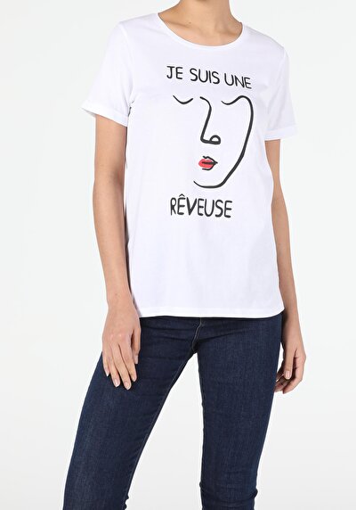 Image de T-shirt À Manches Courtes Blanc Regular Fit Femme