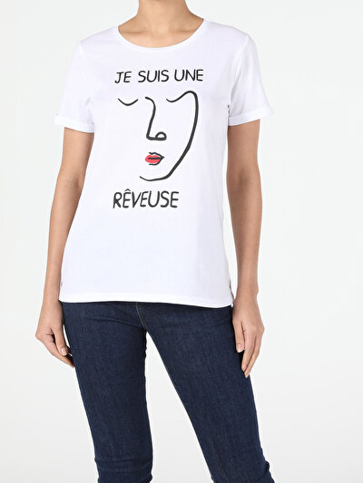 Image de T-shirt À Manches Courtes Blanc Regular Fit Femme