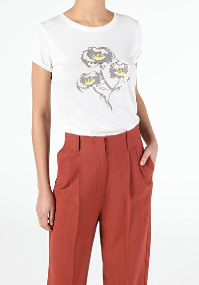 Image de T-shirt À Manches Courtes Blanc Slim Fit  Femme