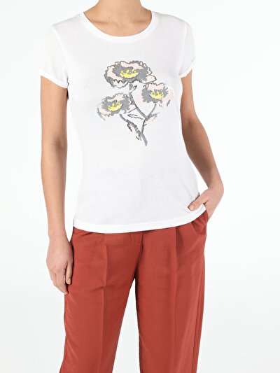 Image de T-shirt À Manches Courtes Blanc Slim Fit  Femme