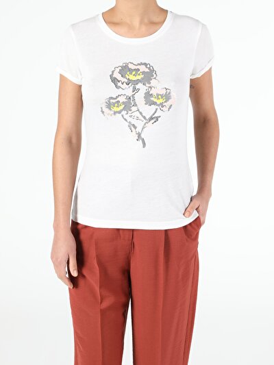Image de T-shirt À Manches Courtes Blanc Slim Fit  Femme