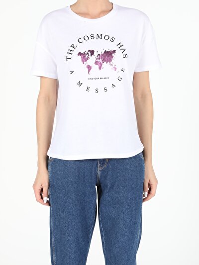 Image de T-shirt À Manches Courtes Blanc Regular Fit  Femme