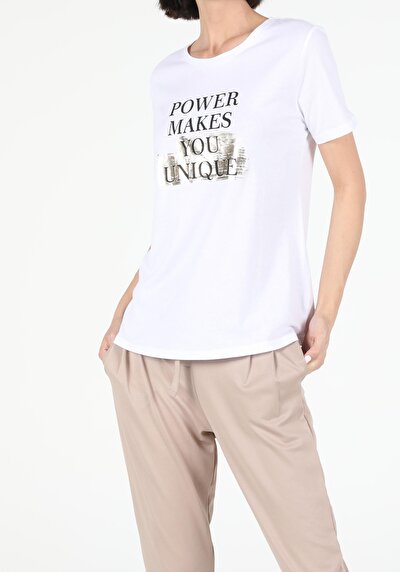 Image de T-shirt À Manches Courtes Blanc Regular Fit  Femme