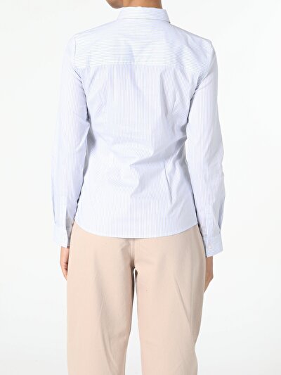 Image de Chemise À Manches Longues Bleu Süper Slim Fit-stretch Femme