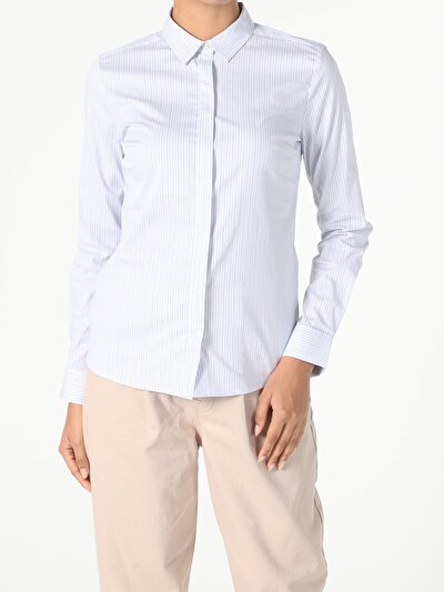 Image de Chemise À Manches Longues Bleu Süper Slim Fit-stretch   Femme