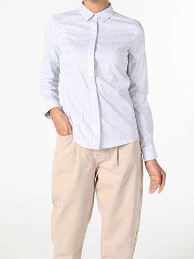 Image de Chemise À Manches Longues Bleu Süper Slim Fit-stretch   Femme