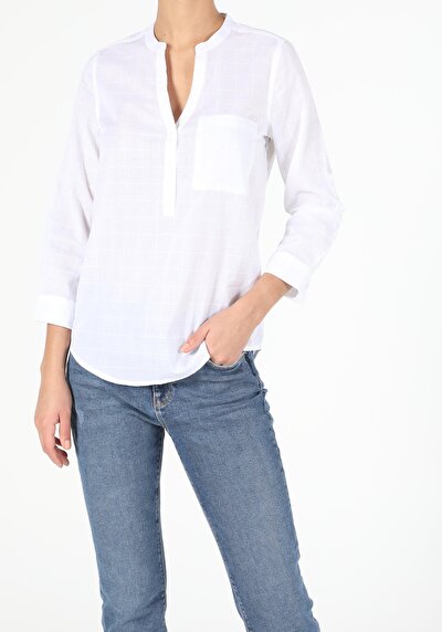 Image de Chemise À Manches Longues Blanc Slim Fit Femme