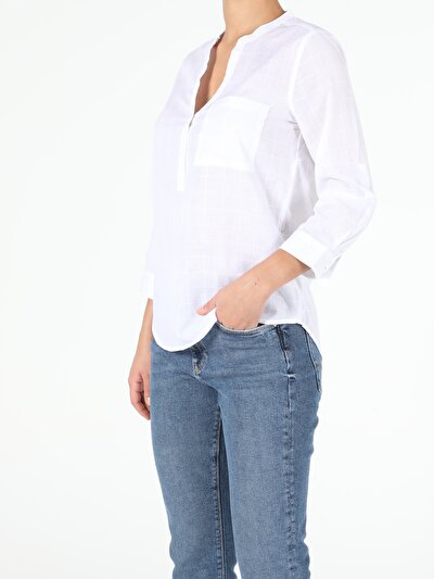 Image de Chemise À Manches Longues Blanc Slim Fit Femme