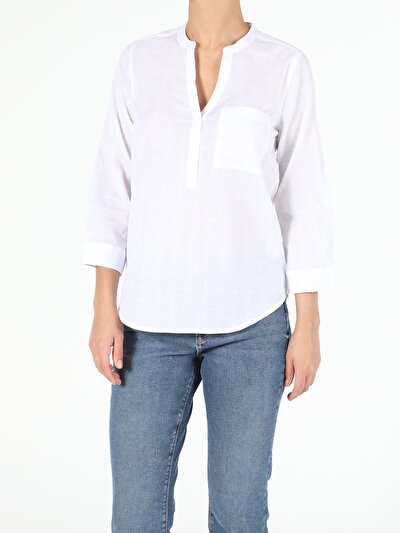 Image de Chemise À Manches Longues Blanc Slim Fit   Femme