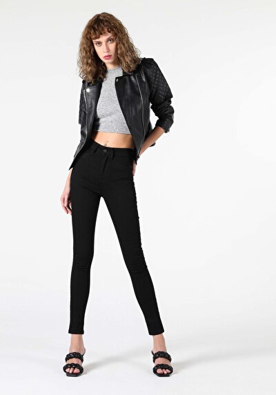 Image de Pantalon Noir Skinny Leg En Super Slim Fit Femme