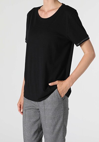Image de T-shirt À Manches Courtes Noir Regular Fit  Femme