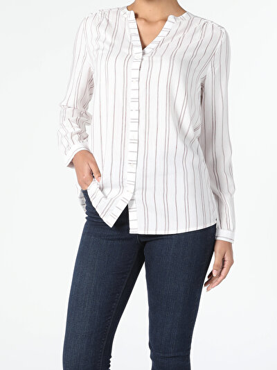 Image de Chemise À Manches Longues Blanc Regular Fit Femme