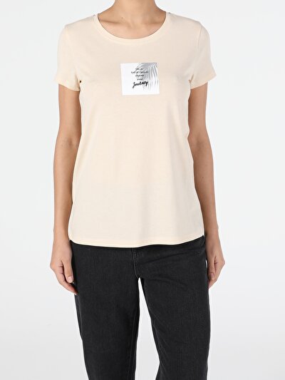 Image de T-shirt À Manches Courtes Beige Regular Fit  Femme