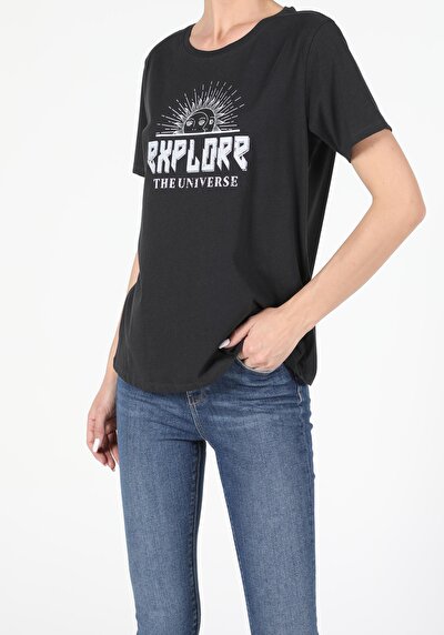Image de T-shirt À Manches Courtes Anthracite Regular Fit Femme