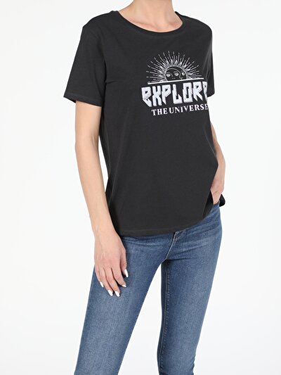 Image de T-shirt À Manches Courtes Anthracite Regular Fit Femme