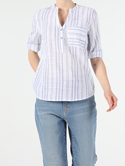 Image de Chemise À Manches Longues Bleu Regular Fit   Femme