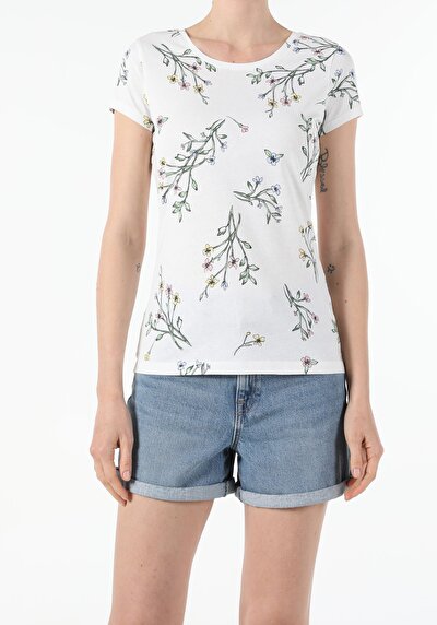 Image de T-shirt À Manches Courtes Blanc Slim Fit Femme