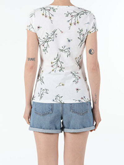 Afficher les détails de T-shirt À Manches Courtes Blanc Slim Fit  Femme