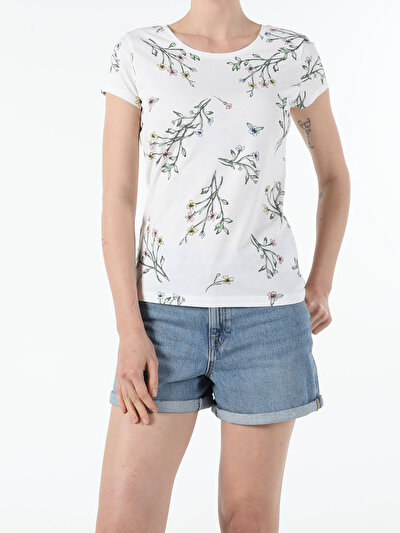 Image de T-shirt À Manches Courtes Blanc Slim Fit Femme