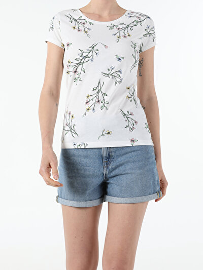 Afficher les détails de T-shirt À Manches Courtes Blanc Slim Fit  Femme
