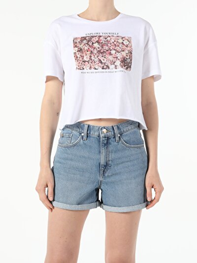Image de T-shirt À Manches Courtes Blanc Regular Fit  Femme