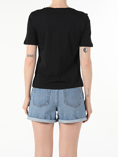 Image de T-shirt À Manches Courtes Noir Regular Fit Femme