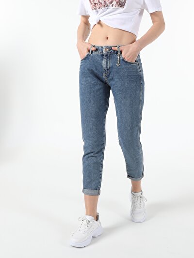 Afficher les détails de 893 Julia Pantalon Marine Tapered Leg  En  Boyfriend Fit Femme