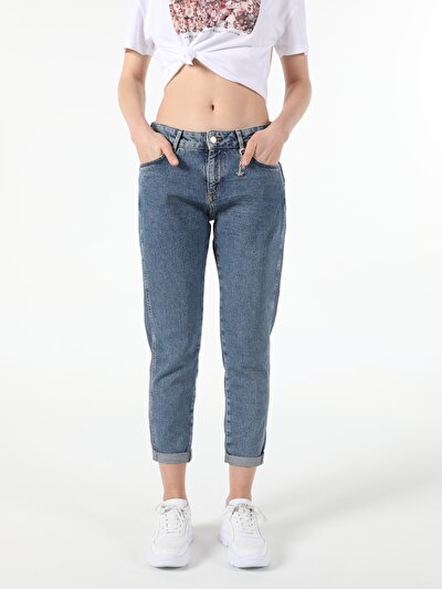 Afficher les détails de 893 Julia Pantalon Marine Tapered Leg  En  Boyfriend Fit Femme