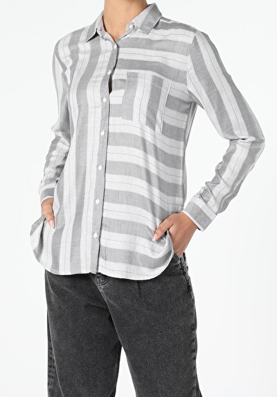 Image de Chemise À Manches Longues Gris Regular Fit   Femme