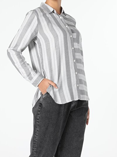 Image de Chemise À Manches Longues Gris Regular Fit Femme
